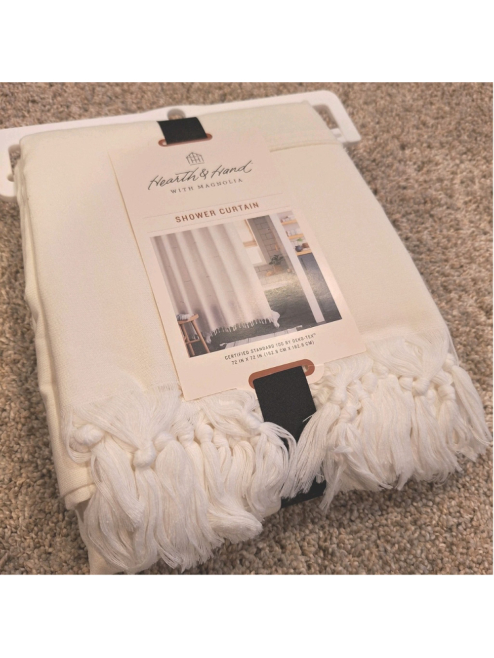 NEW Hearth & Home Knotted Fringe Cream Shower Curtain Target Magnolia Ivory - Picture 4 of 6